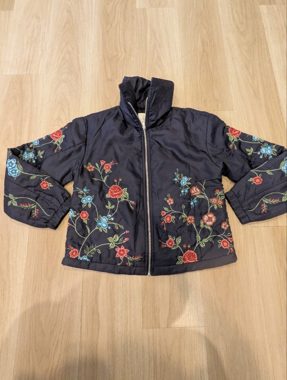 Anthropologie Blue Jacket Floral Size S